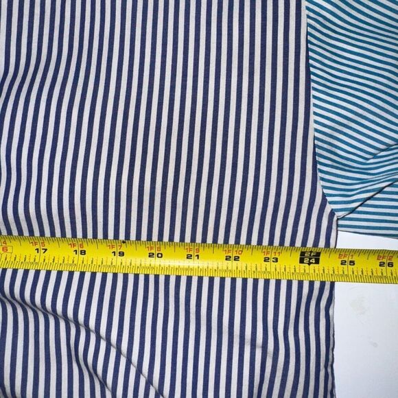Anthropologie Bardot Spliced Boyfriend Shirt | Blue Stripe Contrast Button-Down - Picture 11 of 12